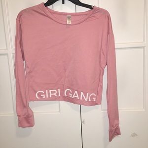 “Girl Gang” bubblegum pink long sleeved crop top